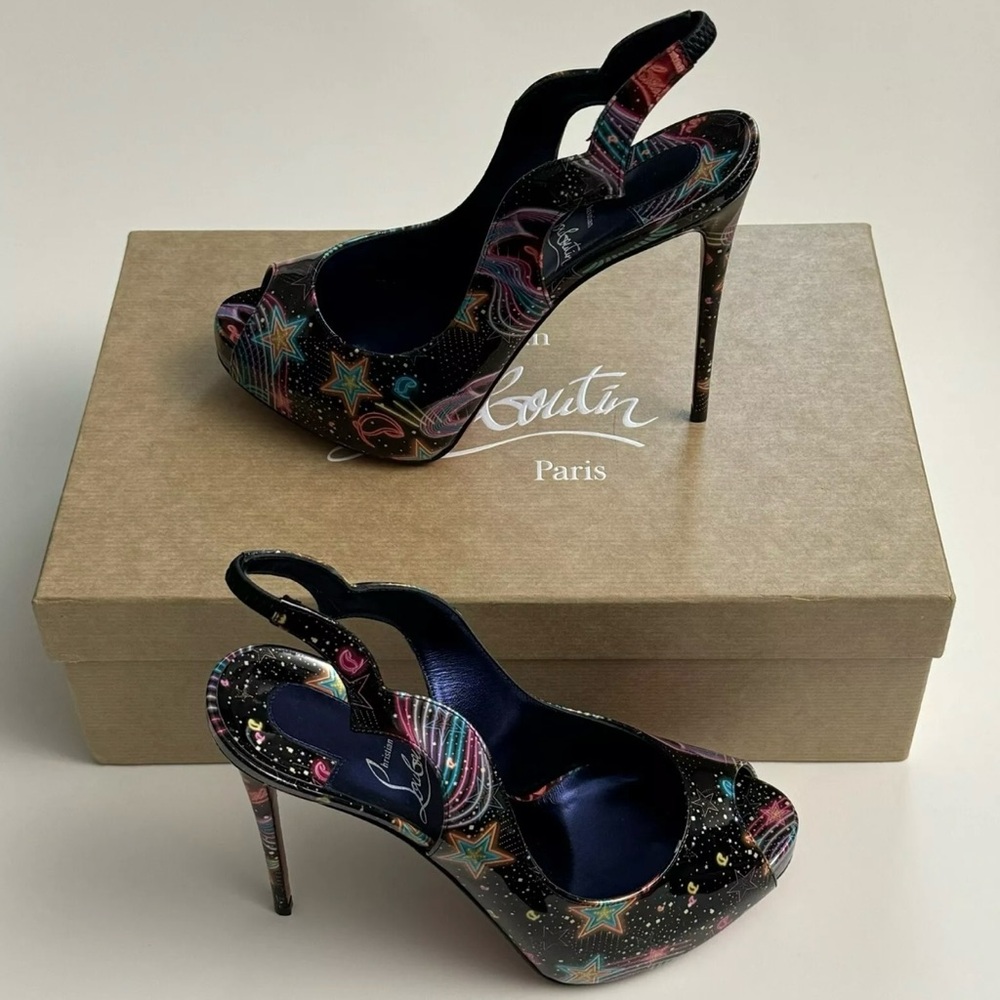 Christian Louboutin HOT CHICK SLING ALTA Scallop Starlight Heel Pump $1045